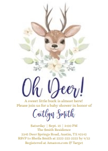 Deer Baby Invitation Buck: Little Buck Baby Shower Invitation Boho