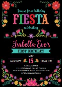 Fiesta Birthday Invitation Black design preview