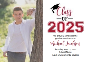 Graduation Announcement Red Black design preview