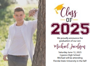 Graduation Announcement Burgundy Gold design preview
