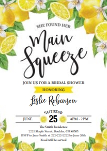 Lemon Bridal Shower Invitation 3 design preview