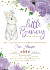 Bunny Baby Shower Invitation Lavender design preview