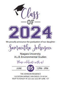 Graduation Invitation Purple design preview