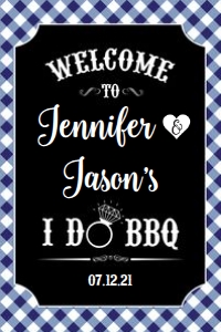 I Do BBQ Welcome Sign 12x18 Navy: I Do BBQ Welcome Sign Poster Navy