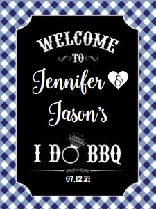 I Do BBQ Welcome Sign 18x24 Navy: I Do BBQ Welcome Sign Poster Navy