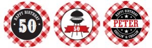 BBQ Birthday Cupcake Toppers Red design preview