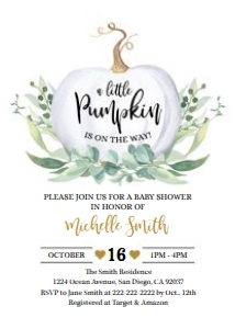 White Pumpkin Baby Shower Invitation: White Pumpkin Baby Shower Invitation
