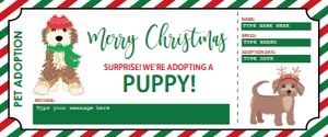Puppy Adoption Ticket Christmas: Dog Adoption Ticket Christmas