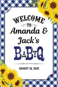 BabyQ Welcome Sign Sunflower 20X30 Navy: Baby Q Welcome Sign Sunflower Navy
