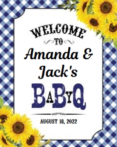 BAbyQ Sunflower Welcome Sign Navy 16x20: Baby Q Welcome Sign Sunflower Navy