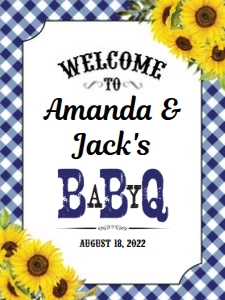 BabyQ Sunflower Welcome Sign 18x24 Navy: Baby Q Welcome Sign Sunflower Navy