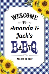 BabyQ Welcome Sign Sunflower 24x36 Navy: Baby Q Welcome Sign Sunflower Navy