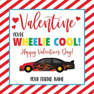 Wheelie Cool Car Valentine Tag: Wheelie Cool Car Valentine Tag