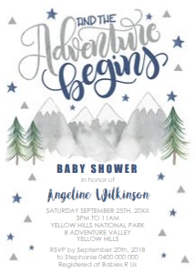 Adventure Navy Baby Shower Invitation 5x7 design preview