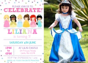Princess Confetti Photo Invitation design preview
