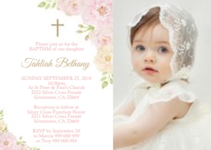 Rose Gold Baptism Photo Invitation design preview