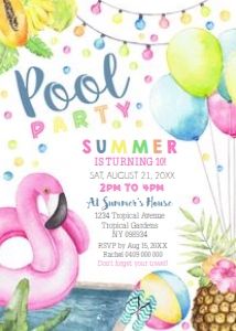 Flamingo Pool Party Invitation design preview