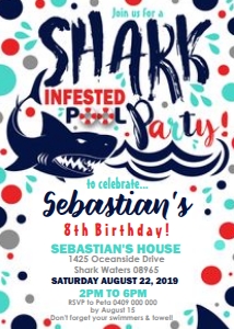 Shark Infested Pool Party Invitation design preview