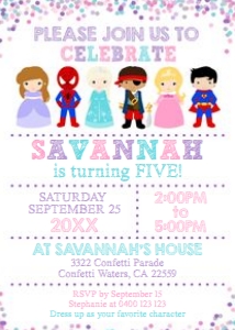 Princess Superhero Pirate Invitation design preview