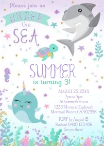 Narwhal Shark Invitation design preview