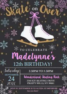Ice Skating Snowflake Invitation design preview