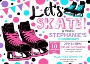Ice Skating Pink Purple Invitation design preview