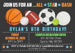 All Star Sports Landscape Invitation design preview