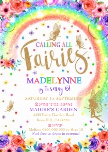 Rainbow Fairy Bright Invitation design preview