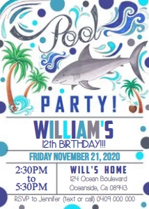 Pool Party Shark Invitation design preview