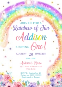 Rainbow Sparkles Birthday Invitation design preview