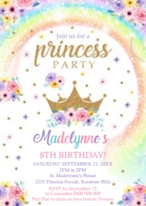 Princess Rainbow Invitation design preview