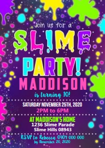 Slime Party Stars Invitation design preview