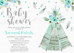 Boho Teepee Neutral Baby Shower design preview