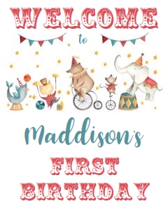 Circus Watercolor Welcome Sign 8x10" design preview