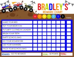 Monster Truck Reward Chart 8.5x11 design preview