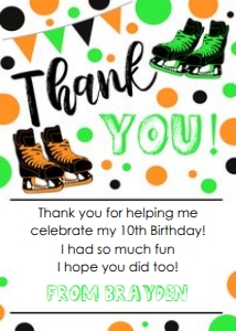Ice Skating Orange Green Party Printable design preview