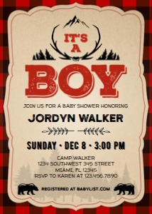 Lumberjack Baby Shower: Lumberjack Baby Shower Invitation