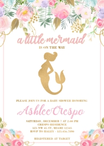 Mermaid Baby Shower Invitation - Pink: Mermaid Baby Shower Invite