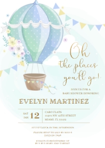 Hot Air Balloon Baby Shower - Blue: Blue - Hot Air Balloon Baby Shower Invite