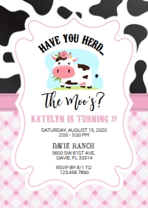 Cow Birthday Invitation design preview