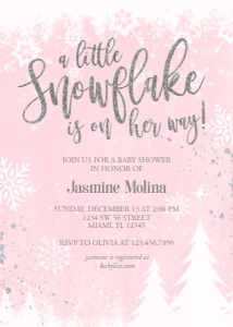 Pink - Snowflake Invitation design preview