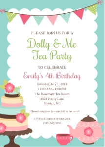 Dolly and Me Tea Party Invitation: Dolly and Me Tea Party Invitation