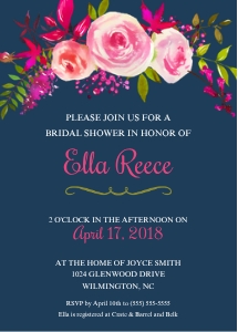 Navy and Pink Bridal Shower design preview