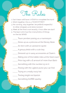 Teal Scavenger Hunt List: Teal Scavenger Hunt List