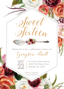 Boho Sweet 16 Invitation design preview