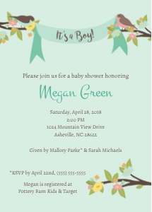 Birds & Branches Boy: Birds & Branches_Boy_Invitation