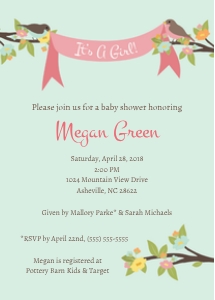 Birds & Branches Girl: Birds & Branches_Girl_Invitation