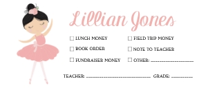 Dark Hair Ballerina School Money Envelope design preview