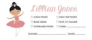 AA Ballerina School Money Envelope design preview