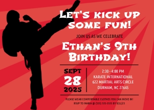 Karate Invitation_Red design preview